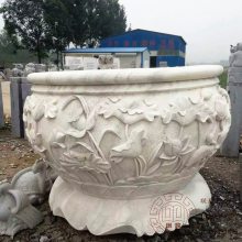 石雕鱼缸园林雕塑 汉白玉养鱼池 仿古水缸