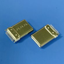 拉伸24P夹板公头 TYPE C 夹板0.8/1.0mm 插头 USB 3.1夹板带接地脚插头 白胶