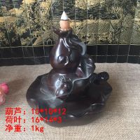 黑檀荷叶葫芦香炉倒流香摆件香炉倒流烟塔香锥香礼佛摆设家居送礼