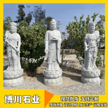 石雕东方三圣图片 石刻药师佛 日光菩萨 月光菩萨 工期有保障