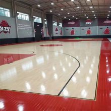 巨鸟体育 室内体育馆运动木地板 学校篮球馆枫桦木双层龙骨实木地板