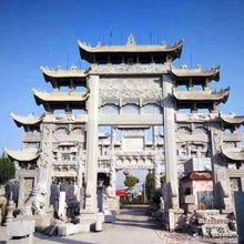 石雕牌坊供应商 寺庙山门牌楼 草白玉牌坊