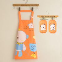 廚房男女幼兒園小學(xué)生防水公主卡通畫(huà)畫(huà)衣服兒童圍裙四件套可愛(ài)
