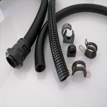 AD25塑料波纹管接头 设备电缆保护管外螺纹锁头双拼波纹管固定头