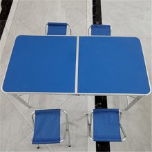 分体式长方形救灾折叠桌1.2m折叠桌椅手提箱式野外工作桌一桌四椅国兴