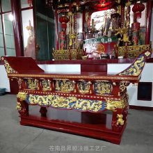 福建宁德木雕元宝桌生产厂家 雕刻香樟木供桌 寺院佛堂大供桌