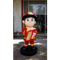港城雕塑 玻璃钢消防员卡通公仔雕塑消防器材模型道具