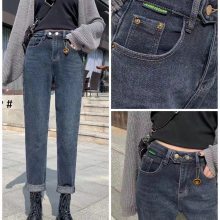 山东临沂工厂便宜女士牛仔裤 高腰弹力小脚韩版女装牛仔。