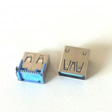 贴板A母3.0 USB连接器 type-AF母座 9P贴板 后插后贴dip+SMT蓝色