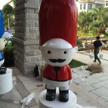 商场美陈玻璃钢卡通礼仪大头兵迎宾雕塑 卡通人物雕塑工艺定制