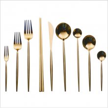 葡萄牙风刀叉勺304不锈钢餐具甜品刀叉勺金色水果叉筷子礼盒