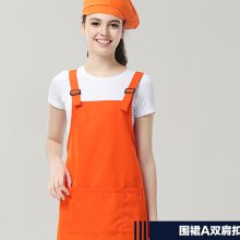 厂家批发新款防水防油耐脏双肩扣通款围裙35-P7311 餐厅围裙定制