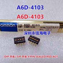 SIP DIP开关交换机A6D-4103通孔滑动式标准 触动器30mA 30VDC防尘耐水DIP 开关/ SIP 开关 4 PIN SEALED RSD ACT