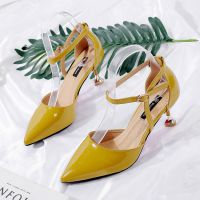 2017夏季新款包头凉鞋女尖头高跟鞋细跟韩版优雅百搭后空猫跟女鞋