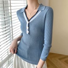 库存尾货折扣女装 马尔飞丝桑蚕丝羊毛衫 设计感修身时尚小衫