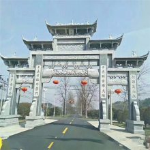 三门五楼花岗岩石牌坊 村庄路口石牌楼 家祠石门楼定制厂家