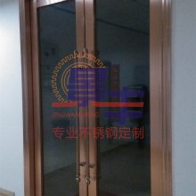 酒店不锈钢地弹门的选择和安装 不锈钢玫瑰金四开大门定做