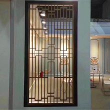 15mm厚铜板浮雕屏风 香槟金铝艺隔断 如此有立体感YS-860