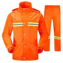 分體式反光消防雨衣環(huán)衛(wèi)工人雨衣雨褲套裝成人牛津布防水反光勞保工作服冀北