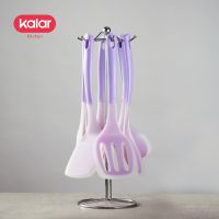 kalar锅铲套装炒菜铲子汤勺子无孔匙全套炊具 硅胶厨具紫色6件套