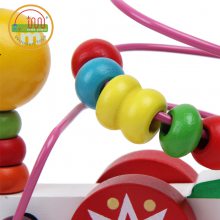 宝宝木质小鸭拖车绕珠串珠玩具儿童拖拉学步早教益智玩具0-1-2-3