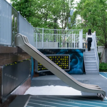 非标小区游乐园滑梯 户外不锈钢直滑梯公园 儿童拓展攀爬网架