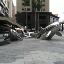 不锈钢鱼雕塑/不锈钢鱼群小品摆件/不锈钢鱼壁饰定制