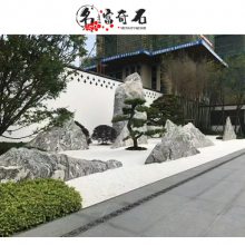 安徽合肥酒店门口摆放雪浪石，合肥雪浪石搭配白砾石，合肥泰山石