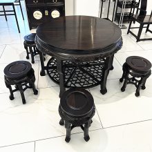 明式家具紫光檀长方餐桌组合小户型黑酸枝红木餐厅家具