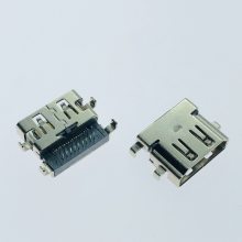 HDMI A型19P反向沉板3.37mm母座 90度DIP 正向沉板3.75高清插座
