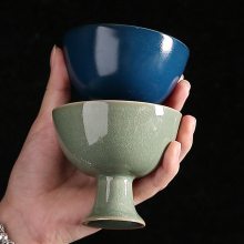 个性陶瓷高脚杯定制 日式复古酒杯高足杯 家用烈酒杯酒具
