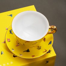 西餐厅周年活动馈赠 陶瓷咖啡杯碟伴手礼 文创衍生品同治大婚蝴蝶图