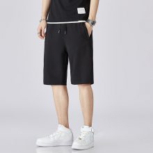 港風(fēng)休閑短褲夏季2023新款潮流寬松五分褲中腰抽繩青年純色中褲