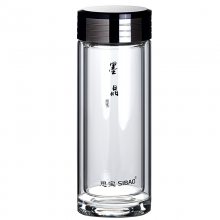 思宝水杯子批发定做总经销 墨晶双层玻璃杯 节日福利礼品杯