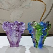 古法琉璃花瓶工厂，琉璃花瓶装饰家居摆件，出口琉璃花瓶定做，琉璃玫瑰花花瓶，广州琉璃工艺品