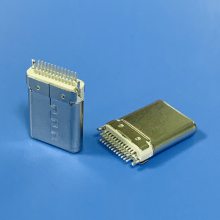 拉伸24P夹板公头 TYPE C 夹板0.8/1.0mm 插头 USB 3.1夹板带接地脚插头 白胶