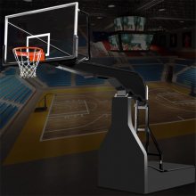 Q235钢材仿液压升降篮球架 十二厚透明钢化玻璃篮板
