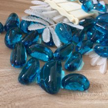 蓝色腰果玻璃扁珠 家居装饰 鱼缸铺底造景 挖宝玩具填充 2-3cm