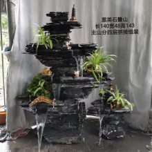 鼎诚园林_大型流水黑片石假山_黑色片石鱼池施工制作_基地供应