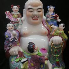 陶瓷雕塑五子罗汉 家居寺庙桌面摆件 五子登科供奉五仔笑佛像