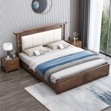 新中式实木床双人床1.5米经济型主卧1.8高箱抽屉双人婚床