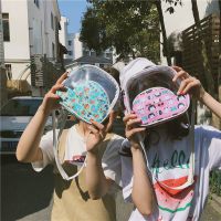 包包女2018新款子母包韓版ins超火卡通印花果凍透明包單肩斜跨包