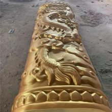 供应湖南龙凤柱雕塑 门店玻璃钢雕塑定制 金色龙凤柱雕塑厂家 恒创雕塑
