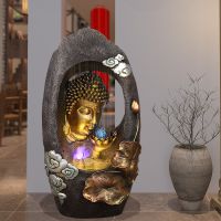 东南亚佛像流水工艺盆景佛像喷泉流水摆件树脂家居客厅创意摆件