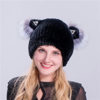 ***冬季***皮草獭兔毛帽子女韩版猫耳朵帽子时尚保暖防寒帽
