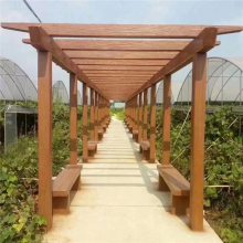 伟宏建材3.3米公园小区水泥仿木长廊 混凝土环境美化景观廊架