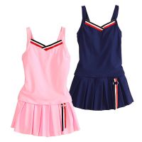 儿童泳衣女孩保守分体中大童泳装女童裙式10-15岁游泳衣平角学生