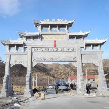 三门五楼花岗岩石牌坊 村庄路口石牌楼 家祠石门楼定制厂家