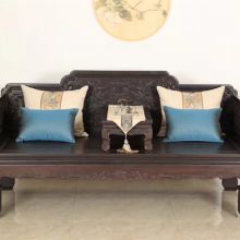 紫光檀罗汉床新中式红木家具沙发实木禅意床榻卧榻三件套 名琢世家