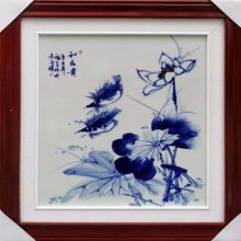中式手绘青花瓷板画 复古写意花鸟客厅挂画礼品 创意单幅装饰壁画